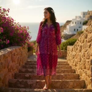 Johnny Was Pink Midi Dress - BRAND NEW WITH TAGS